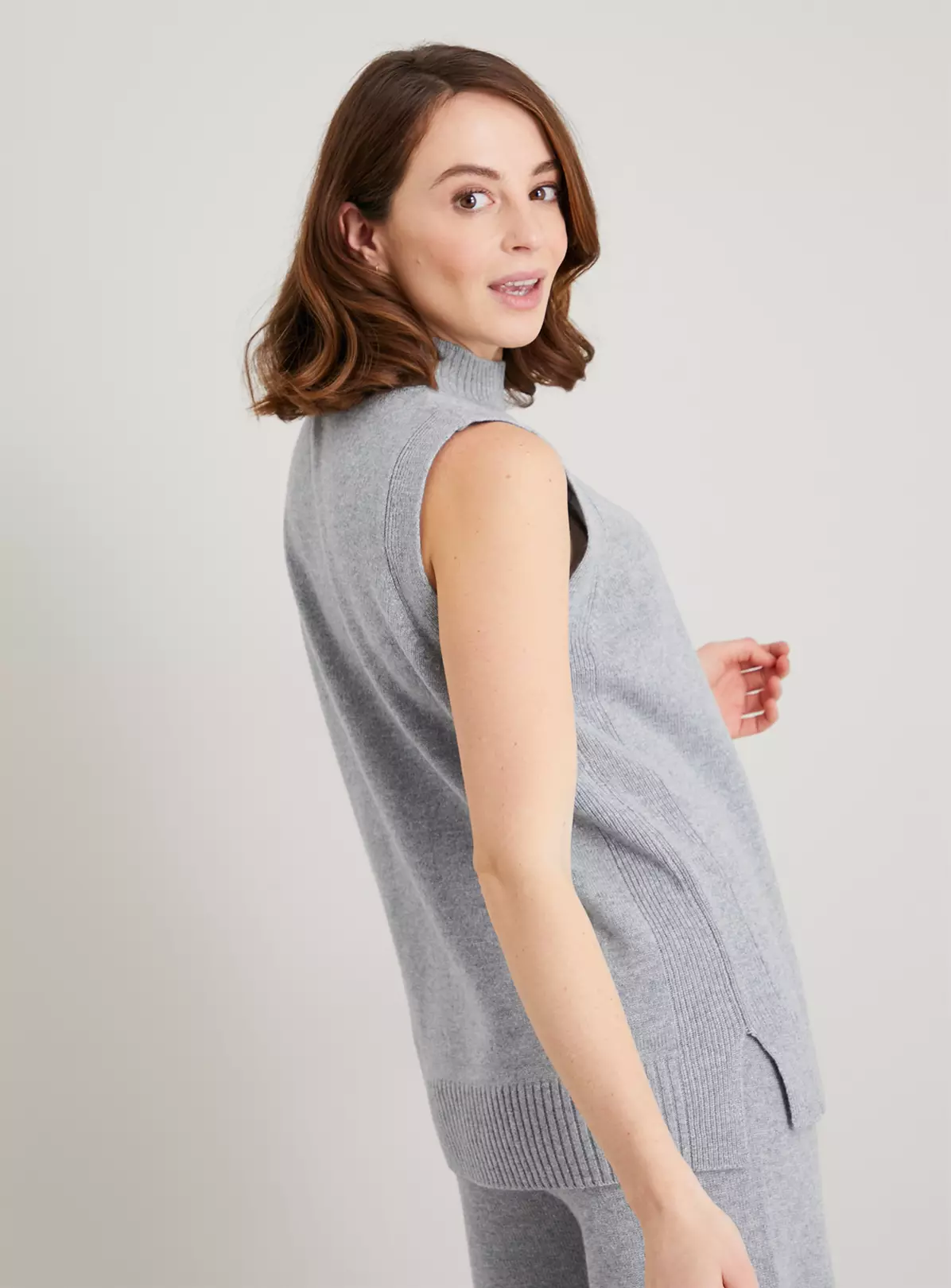 Grey High Neck Coord Knitted Vest Top With Wool - 16 4 Grey High Neck Coord Knitted Vest Top With Wool - 16 - Image 4