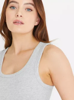 Grey Ribbed Tank Top 16 -Simply Be Shop tuc143198042 Grey R Z003A