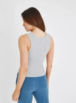Grey Ribbed Tank Top 16 -Simply Be Shop tuc143198042 Grey R Z005A