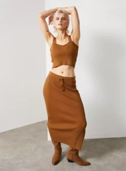 For All The Love Brown Cropped Knitted Co-ord Cami 16