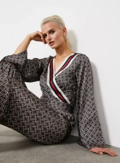 For All The Love Border Printed Satin Co-ord Wrap Top 8