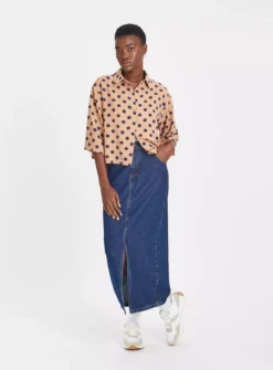 Beige & Navy Spot Boxy Shirt 20 -Simply Be Shop tuc143423692 Neutral R Z002A