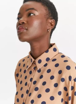 Beige & Navy Spot Boxy Shirt 20 -Simply Be Shop tuc143423692 Neutral R Z003A