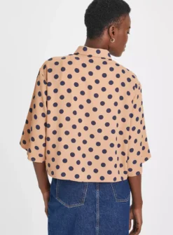 Beige & Navy Spot Boxy Shirt 20 -Simply Be Shop tuc143423692 Neutral R Z004A