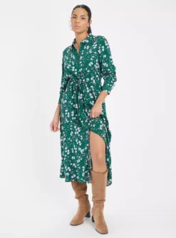 Green Ditsy Floral Printed Shirt Dress 6R -Simply Be Shop tuc143462510 Green R Z001A
