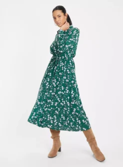Green Ditsy Floral Printed Shirt Dress 6R