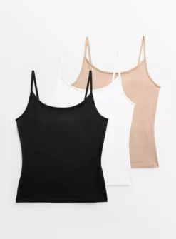 Cotton Stretch Vest Top 3 Pack12 7 Cotton Stretch Vest Top 3 Pack12 -Simply Be Shop tuc143534018 Multi20Coloured R Z001A 1