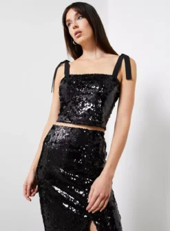 For All The Love Black Sequin Cami Top 16 9 For All The Love Black Sequin Cami Top 16 -Simply Be Shop tuc143615011 Black R Z001A