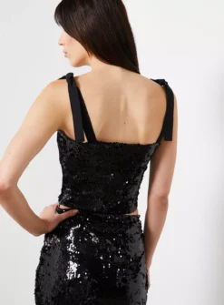 For All The Love Black Sequin Cami Top 16