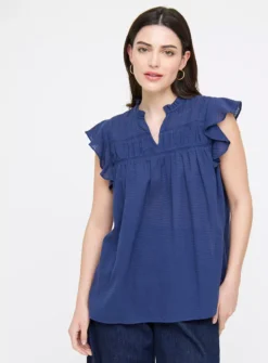 Blue Broderie Embroidered Frill Top8