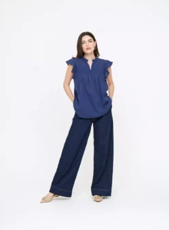 Blue Broderie Embroidered Frill Top8 -Simply Be Shop tuc143639709 Blue R Z002A
