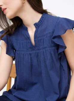 Blue Broderie Embroidered Frill Top8 -Simply Be Shop tuc143639709 Blue R Z003A
