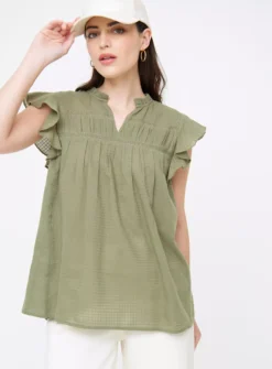 Khaki Broderie Shell Top 24 7 Khaki Broderie Shell Top 24 -Simply Be Shop tuc143639821 Khaki R Z001A