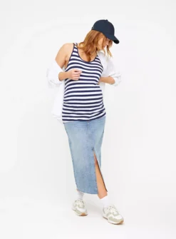 MATERNITY Navy & Stripe Vest Top 2 Pack 12 -Simply Be Shop tuc143838011 Multi20Coloured R Z003A