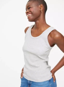 Grey Classic Ribbed Vest Top 14 -Simply Be Shop tuc143877150 Grey R Z001A