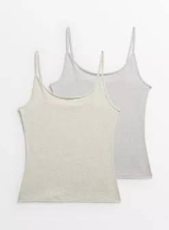 Grey Marl Cami Vest Tops 2 Pack 26 -Simply Be Shop tuc143965070 Multi20Coloured R Z001A 1