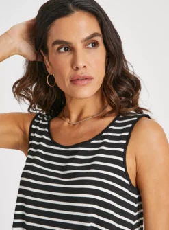 Mono Stripe Longline Vest Top 10 -Simply Be Shop tuc143981838 Mono R Z003A