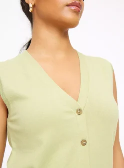 Green Soft Touch Button-Through Vest22 -Simply Be Shop tuc144015771 Green R Z003A 1