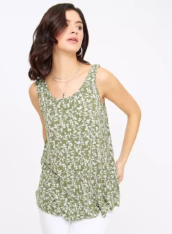 Khaki Ditsy Vest Top 18 -Simply Be Shop tuc144205451 Khaki R Z001A