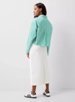 FRENCH CONNECTION Alissa Stripe Cropped Shirt XS -Simply Be Shop tuc144278765 Green R Z003A