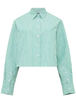FRENCH CONNECTION Alissa Stripe Cropped Shirt XS -Simply Be Shop tuc144278765 Green R Z004A