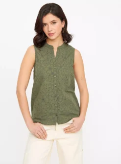 Khaki Floral Sleeveless Top 24