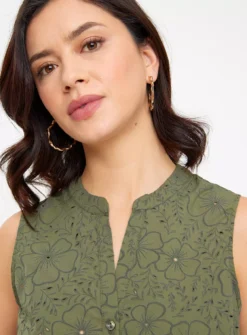 Khaki Floral Sleeveless Top 24 -Simply Be Shop tuc144338166 Khaki R Z003A